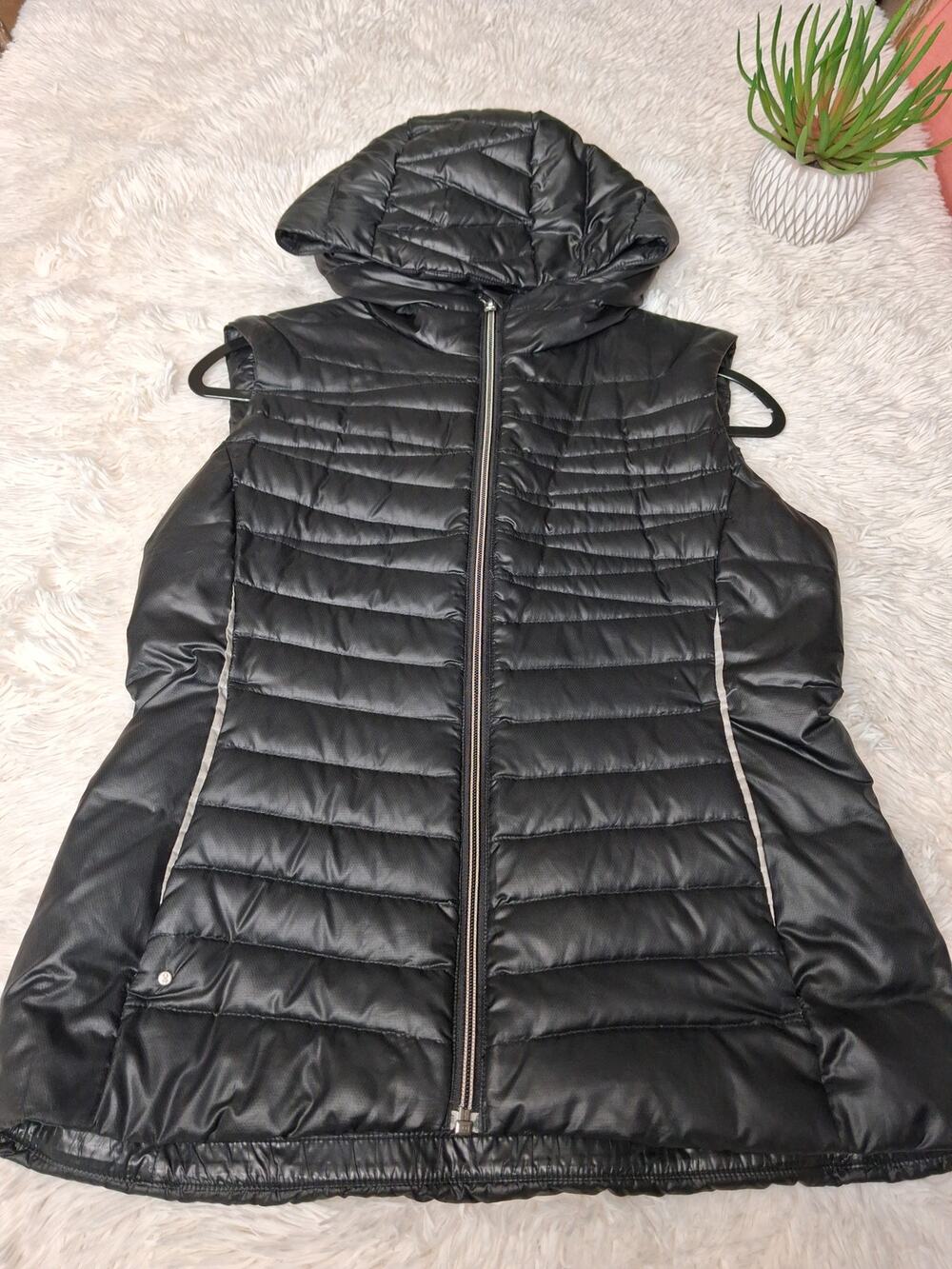 Spyder Black Zip Pockets Women's Hoodie Puffer Vest Jacket M